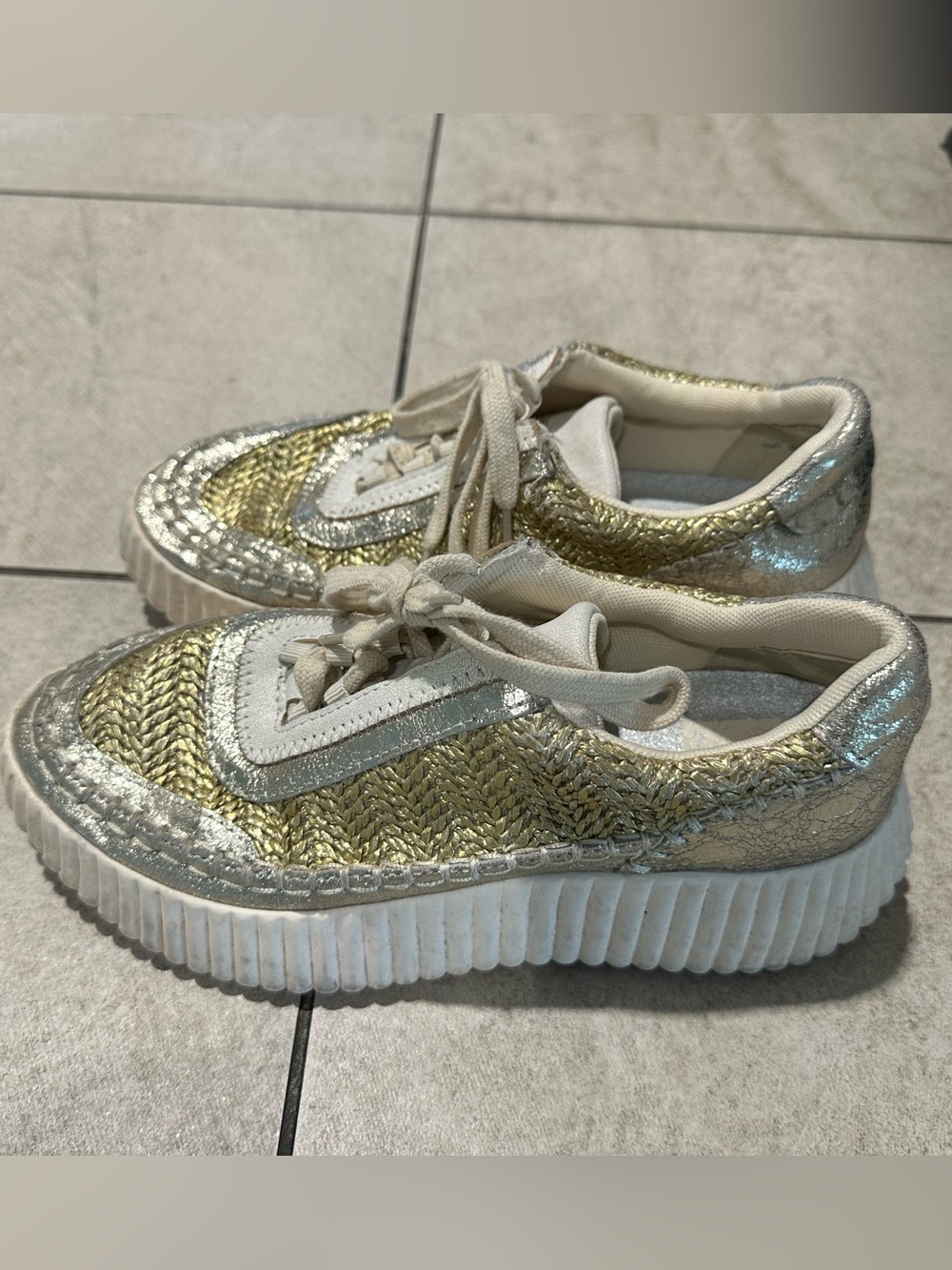 Dolce Vita Metallic Gold & Silver Platform Sneakers